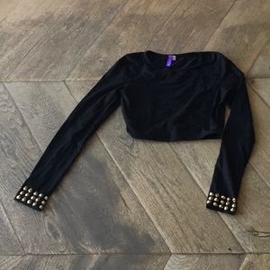 LF Black Studded Crop Top